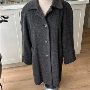 Andrew’s wool alpaca mohair blend  Gray lined timeless Coat made in Canada